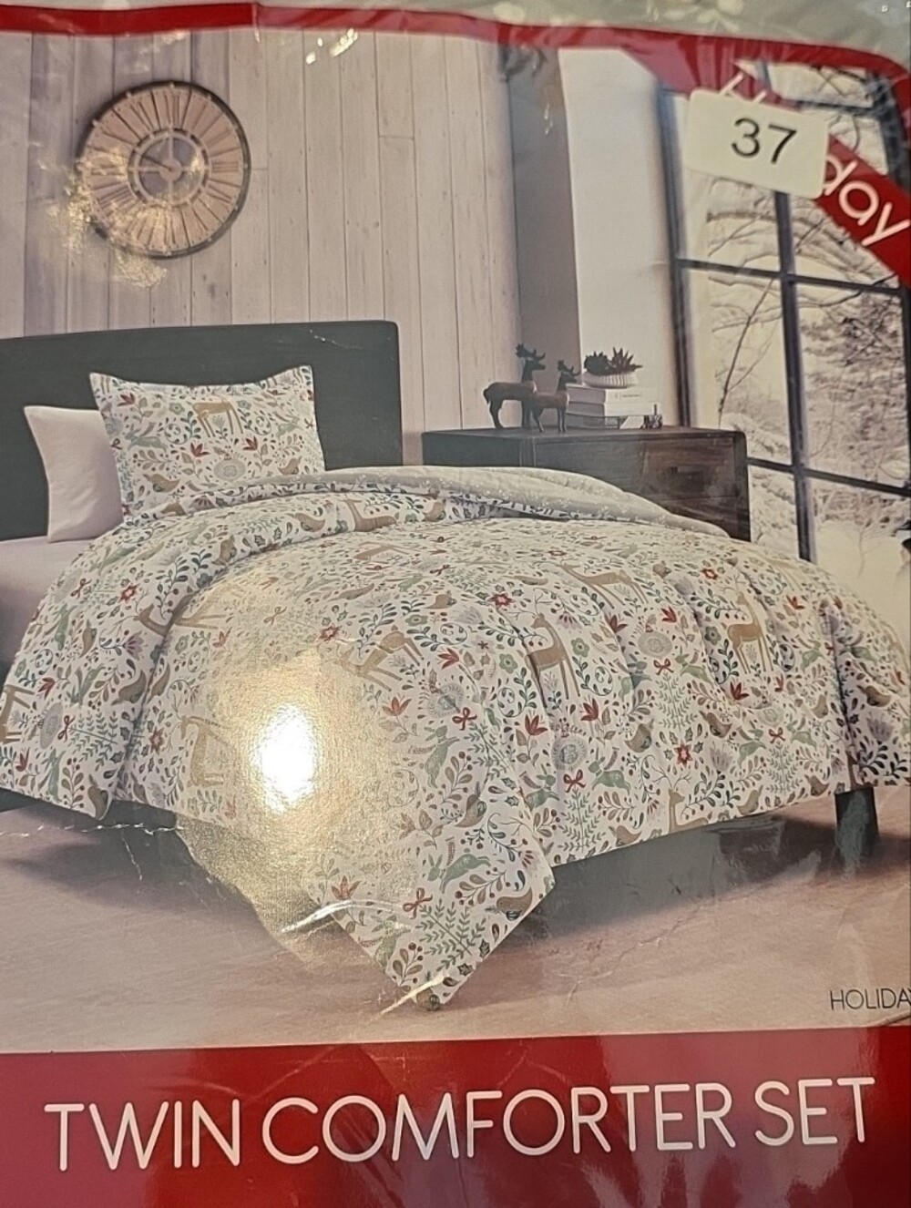 Macy's Cream Floral and Woodland Twin Comforter Set